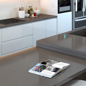 Modern kitchen with Unistone Sabbia Greige Quartz worktop