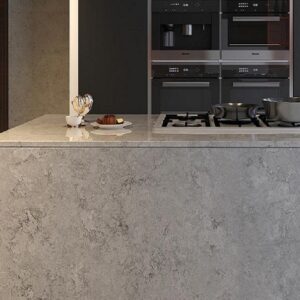 Unistone Naxos Quartz kitchen worktop in a modern interior setting.