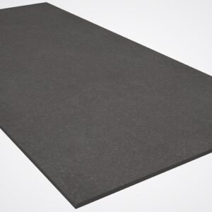 Unistone Cemento Quartz slab, showcasing its smooth, dark grey surface.