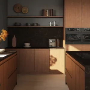 Modern kitchen featuring Caesarstone Emprada countertops in a London home.