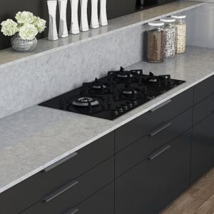 Modern kitchen featuring Unistone Terreno Quartz worktop in a stylish setting