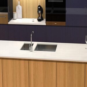 Modern kitchen with CRL Chalk Quartz worktop in London home