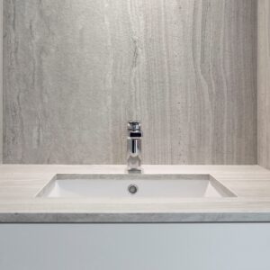 Neolith Strata Argentum bathroom installation in Surrey