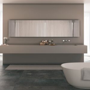 Modern bathroom with Caesarstone Sleek Concrete elements