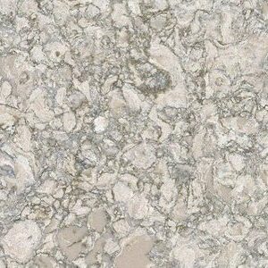 Close-up of Cambria Berwyn Quartz surface with grey veining