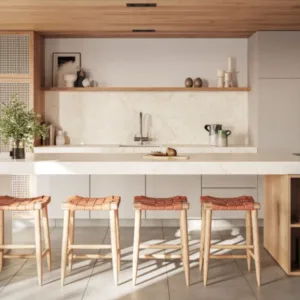Spacious kitchen featuring Caesarstone Marbannova worktop and contemporary design elements.
