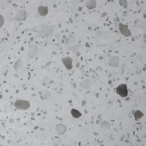 Detailed view of CRL Venetian Grande Quartz with large semi-transparent chips