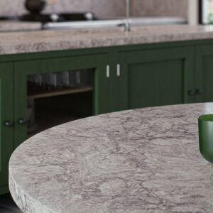 Caesarstone Turbine Grey Quartz worktop in a modern kitchen setting.