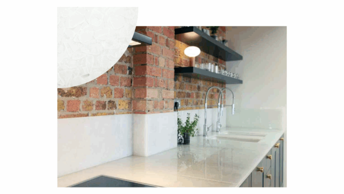 Tiles & Walls Modern kitchen featuring Magna Glaskeramik Polar White worktop in London