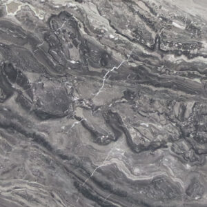 Close-up of Arabescato Orobico Marble with intricate grey and brown patterns.