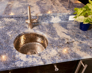 Azul Bahia Granite countertop with sink installation