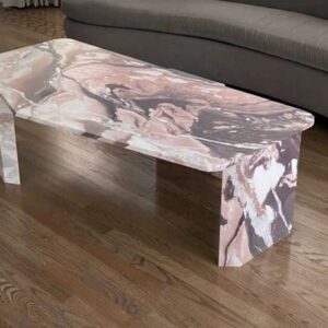 Calacatta Vagli Rosato Marble table in a stylish living room