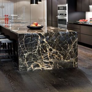 Luxurious kitchen island made of Port Laurent Marble