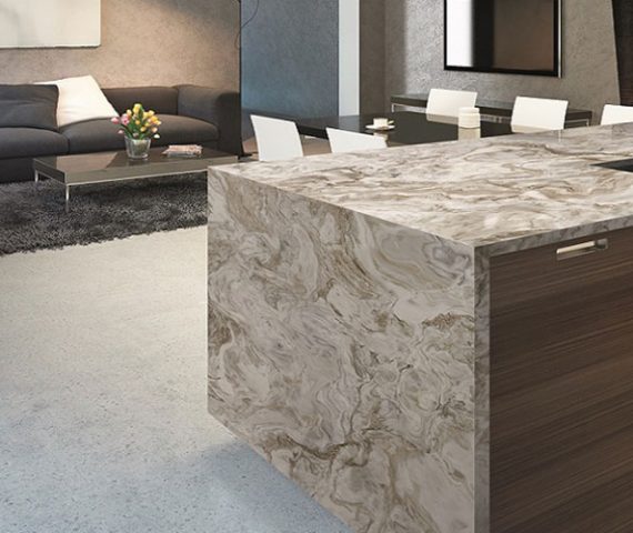 quartzite-worktops Modern kitchen island featuring Lungomare Quartzite surface in a stylish London home.