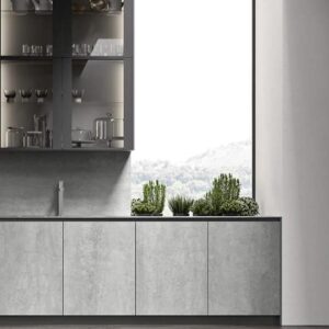 Modern kitchen with Laminam Pietra Di Savoia Grigia countertops in London home