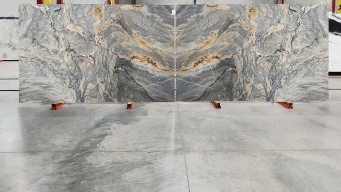 Flooring Large slab of Van Gogh Quartzite showcasing its intricate design, perfect for high-end projects in the UK.