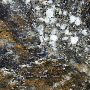 Close-up of Cambria Ellesmere Quartz texture with white and black speckles