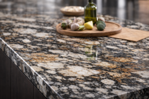 natural granite kitchen worktop close up