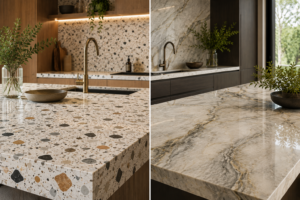 Terrazzo vs Quartzite Worktops: Appearance and Design