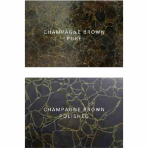 Close-up of Champagne Brown Pure and Polished surface textures from Magna Glaskeramik