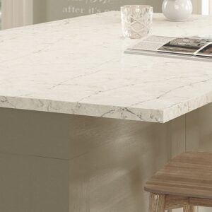 Silestone Pearl Jasmine kitchen island with natural light in Surrey