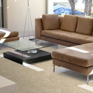 Living room featuring Quarella Cimabue engineered marble flooring in a modern London home