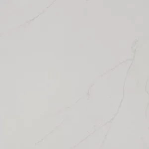 Close-up of Quartzforms Venus white quartz surface with delicate veins.