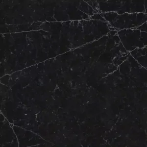 Close-up of Quartzforms Pluto black quartz with light veins