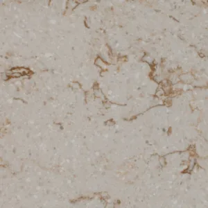 Close-up of Quartzforms Imperial Caramel Quartz with beige background and brown veins, ideal for UK kitchens