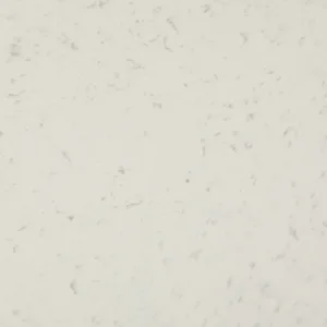 Close-up of CRL Regency White quartz surface with subtle speckles.
