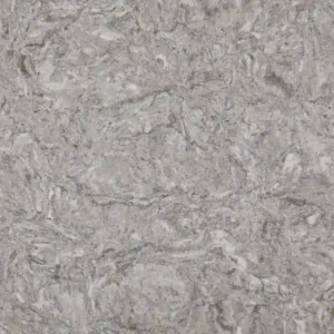 Close-up of CRL Montana Gris Quartz with a swirly grey pattern