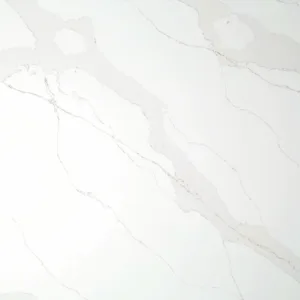 Close-up of CRL Quartz Calacatta Dorado with gold veining