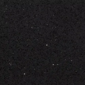 Close-up of Quartzforms Twinkle Black Quartz surface with mirror flecks