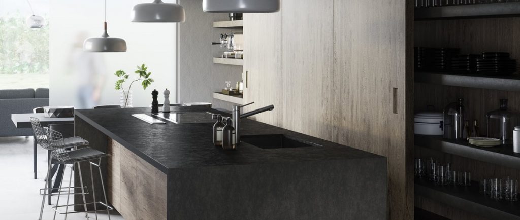 Dekton worktops and kitchen island in model 'Milar'