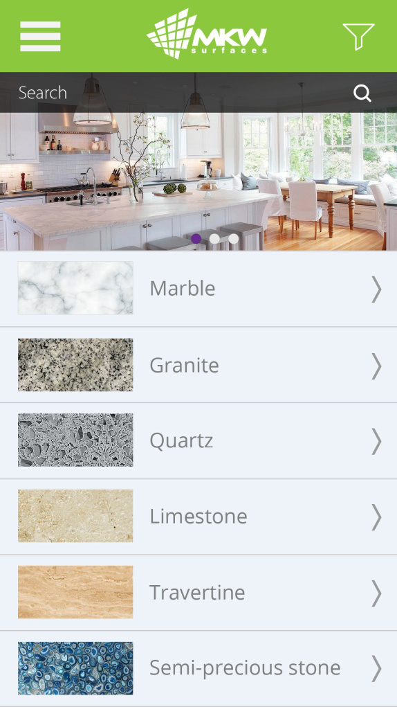 Get the correct choice of stone for your Interior and Architectural Designs in minutes with the My Kitchen Worktop app--on Android and Apple IOS
