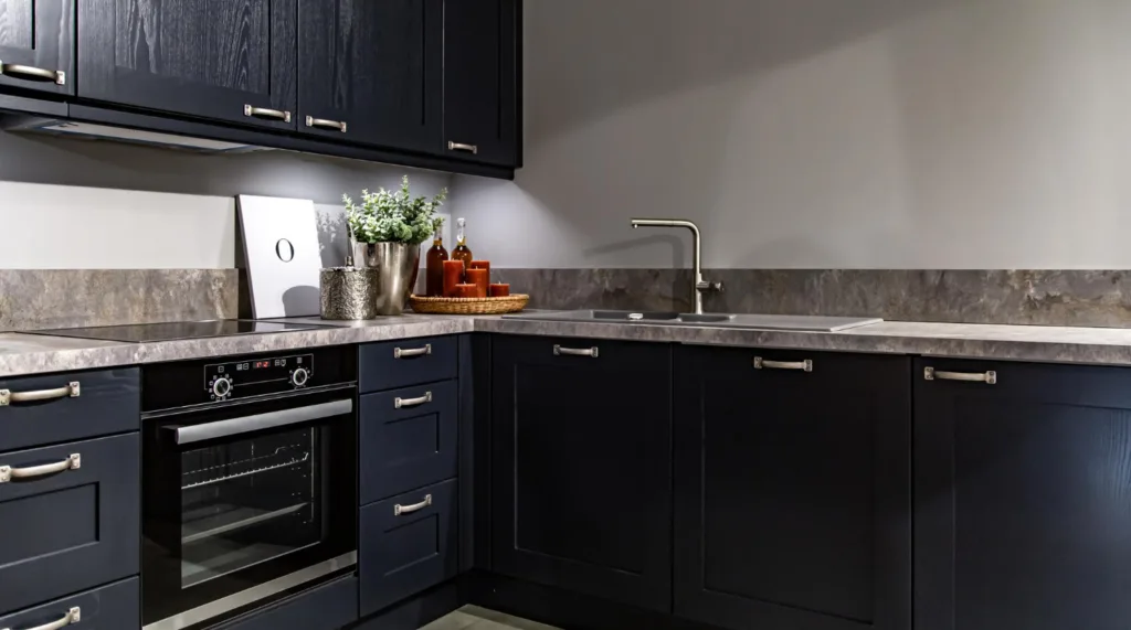 black kitchen worktops 