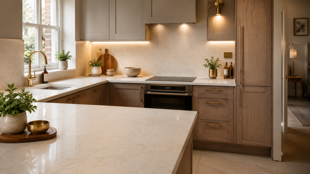 Choose a Light Worktop Colour, But Avoid a Cold Look