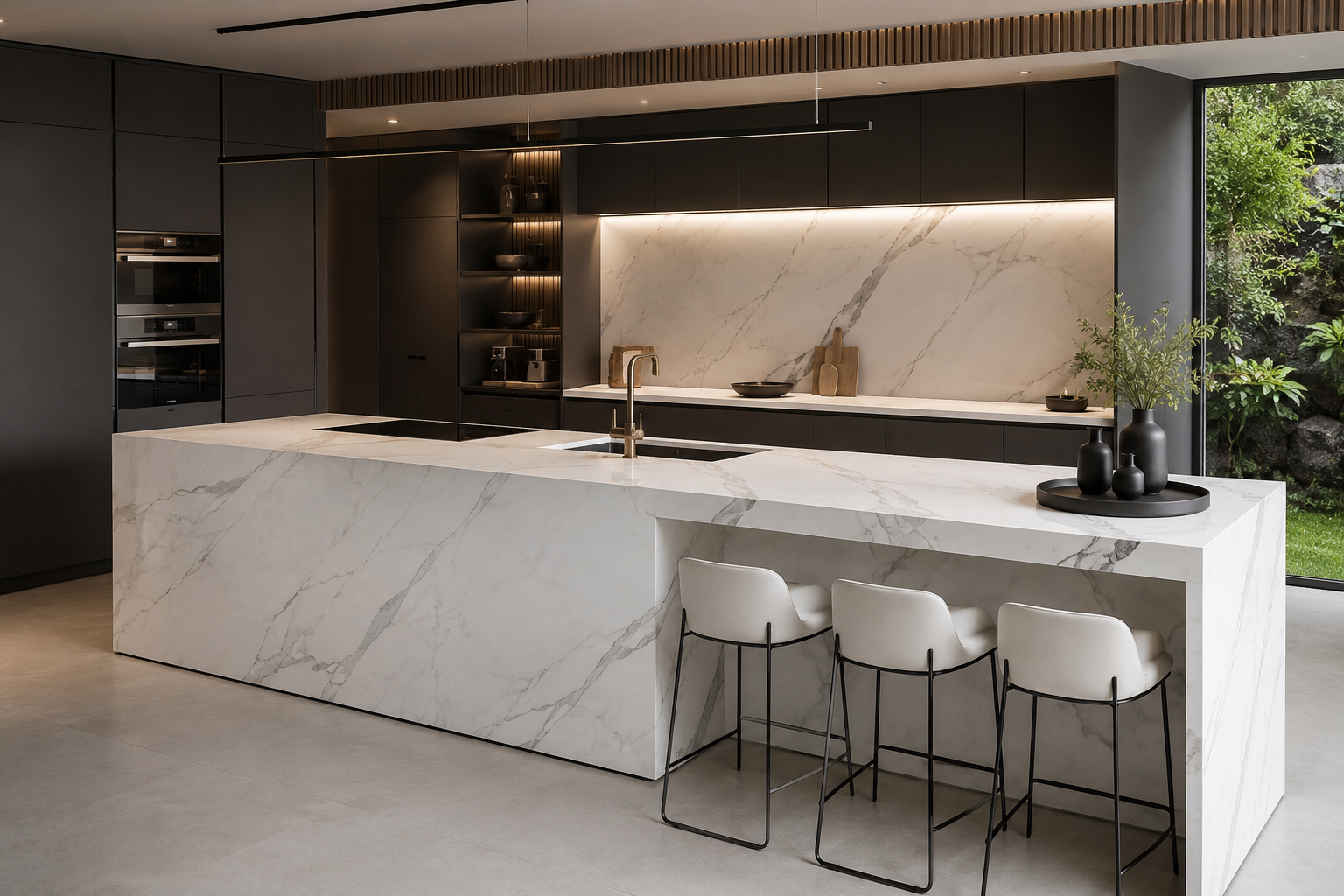 Xtone Statuario Venato Porcelain Worktop Xtone Statuario Venato porcelain worktop in a luxury kitchen