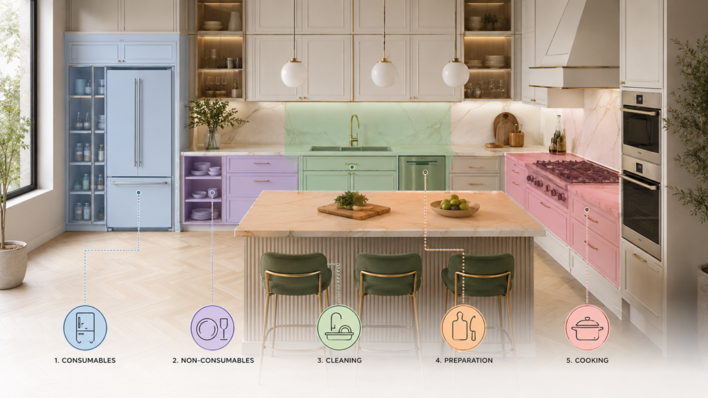 Kitchen Working Zones: How to Plan a More Efficient Luxury Kitchen
